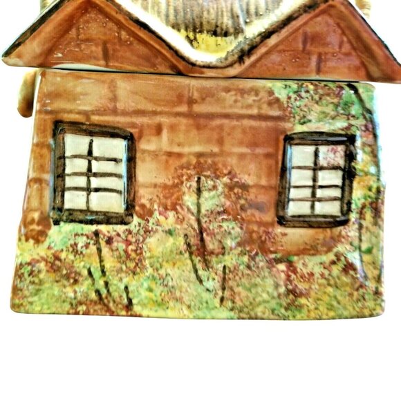 Ye Olde Cottage England Biscuit Cookie Jar Price Bros Cottage Ware Wicker Handle - Picture 4 of 9